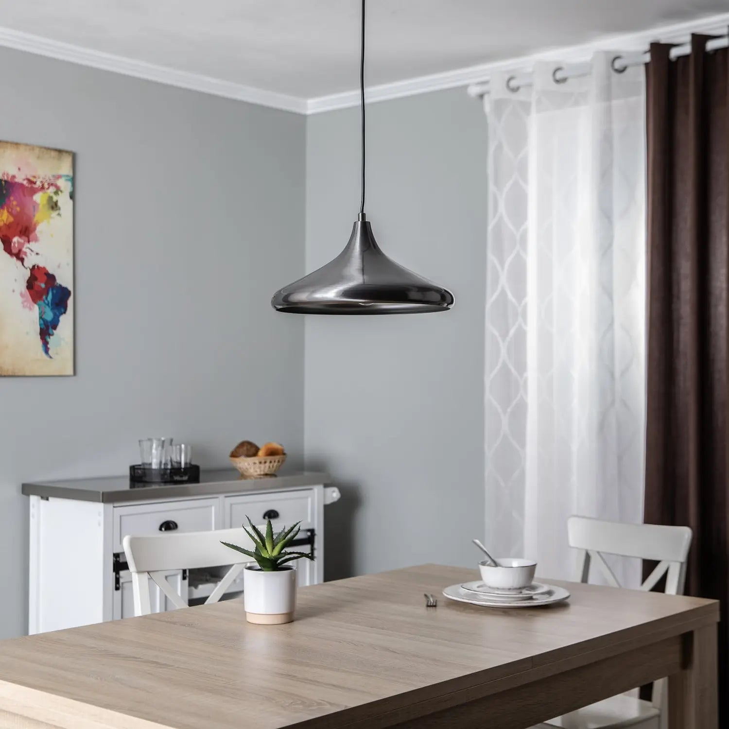 B-Ware Opviq Leuchte Hängeleuchte Pendelleuchte Kuppel Metall Silber Berceste ø 35 Cm - 8681875546781