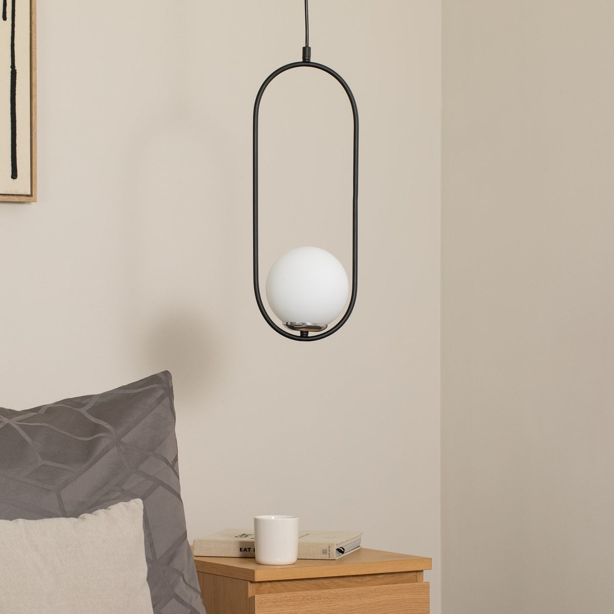 Opviq Hängeleuchte Pendelleuchte Mudoni Deckenlampe schwarz weiß Glas Metall 731 - 8684283476336