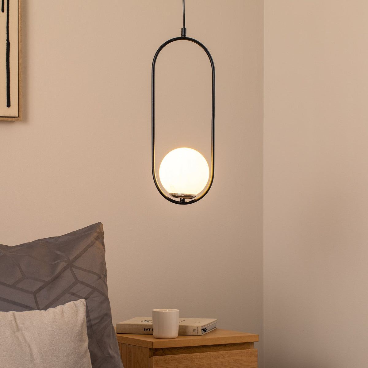 Opviq Hängeleuchte Pendelleuchte Mudoni Deckenlampe schwarz weiß Glas Metall E27 - 8684283476336