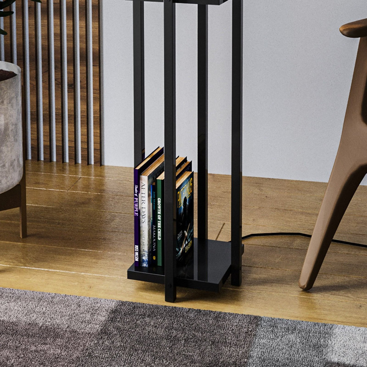 Opviq Stehlampe Stehleuchte Lampe 8125 schwarz weiß Metall Canvas Höhe 130 cm - 8683742828082