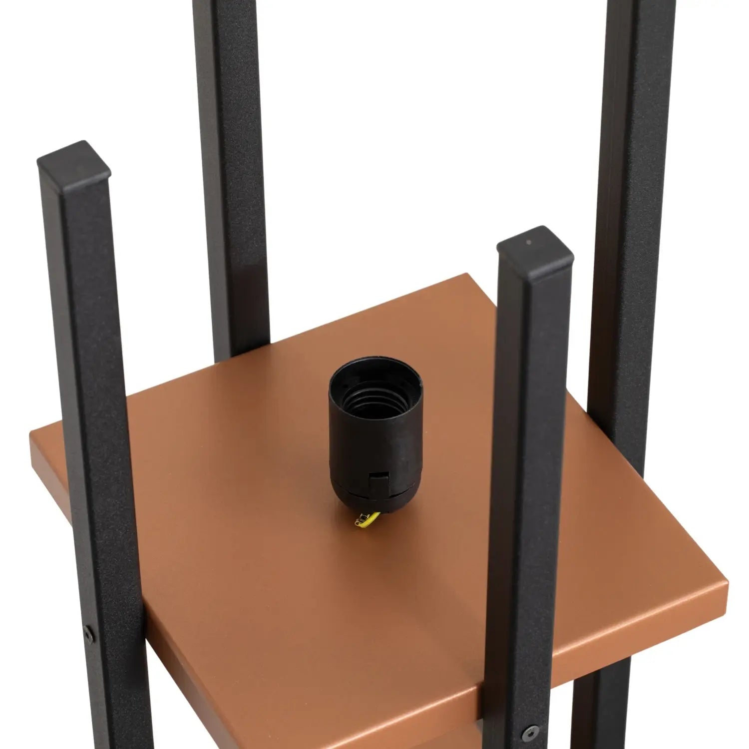 B-Ware Opviq Stehleuchte Standlampe Regal Schwarz Kupfer Metall Textil Höhe 130 Cm669 - 8684283480999