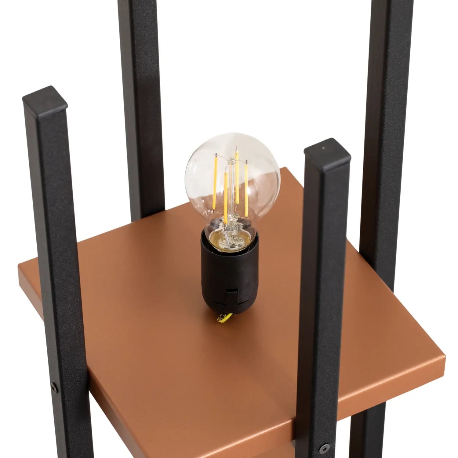 B-Ware Opviq Stehleuchte Standlampe Regal Schwarz Kupfer Metall Textil Höhe 130 Cm669 - 8684283480999