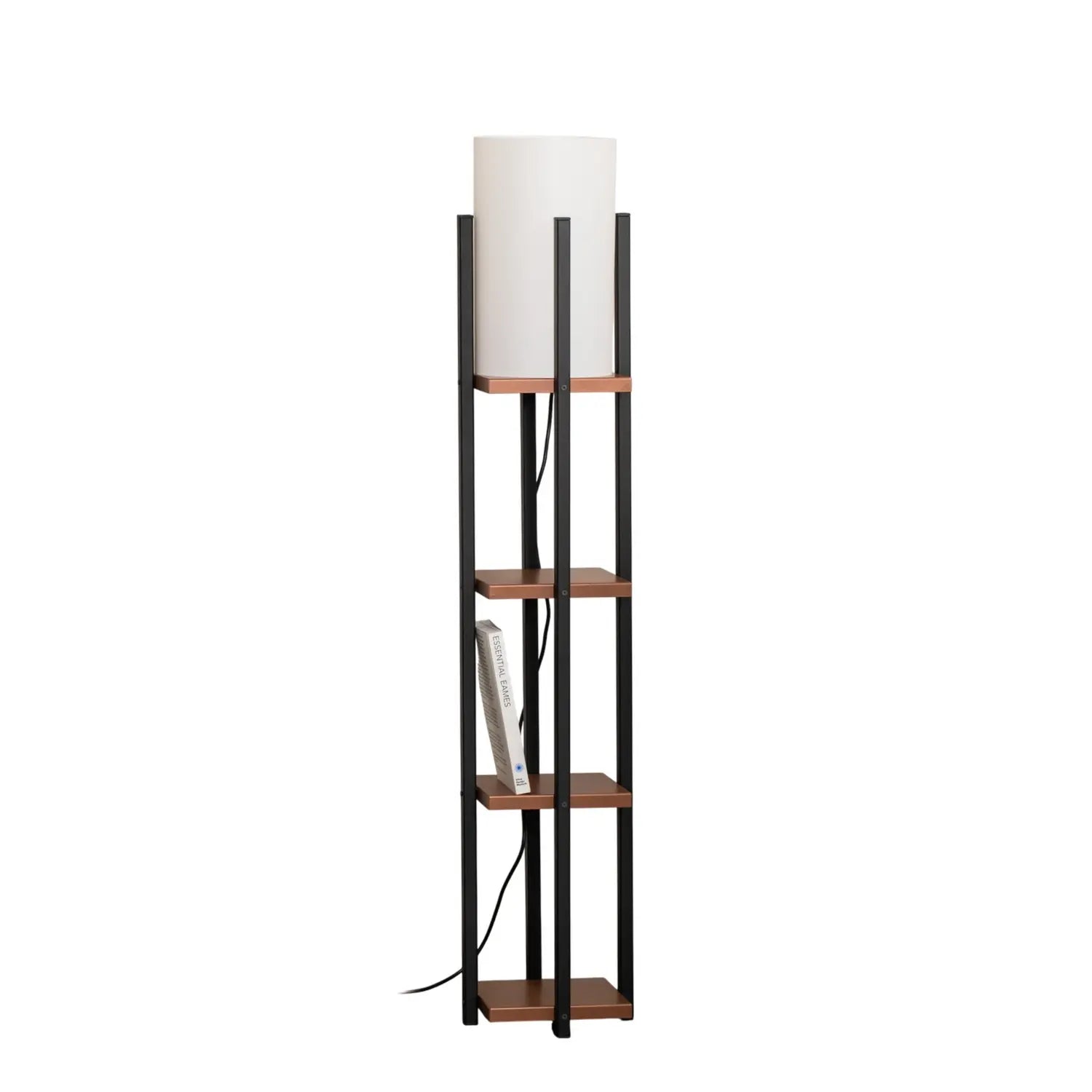 B-Ware Opviq Stehleuchte Standlampe Regal Schwarz Kupfer Metall Textil Höhe 130 Cm669 - 8684283480999