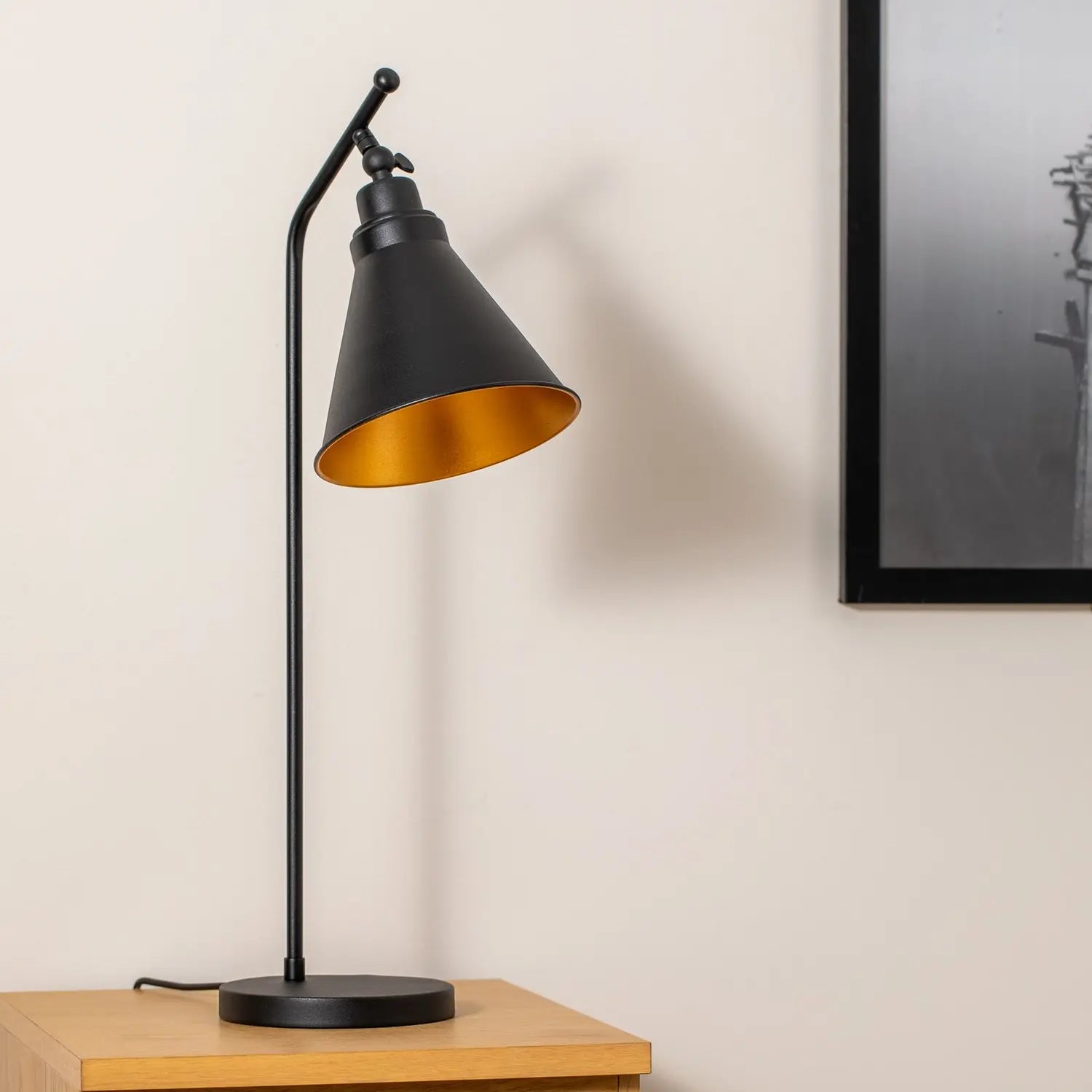 B-Ware Opviq Tischlampe Tischleuchte Metall Schwarz Gold Sivani Mr 608 Schalter 50 Cm - 8681875638202
