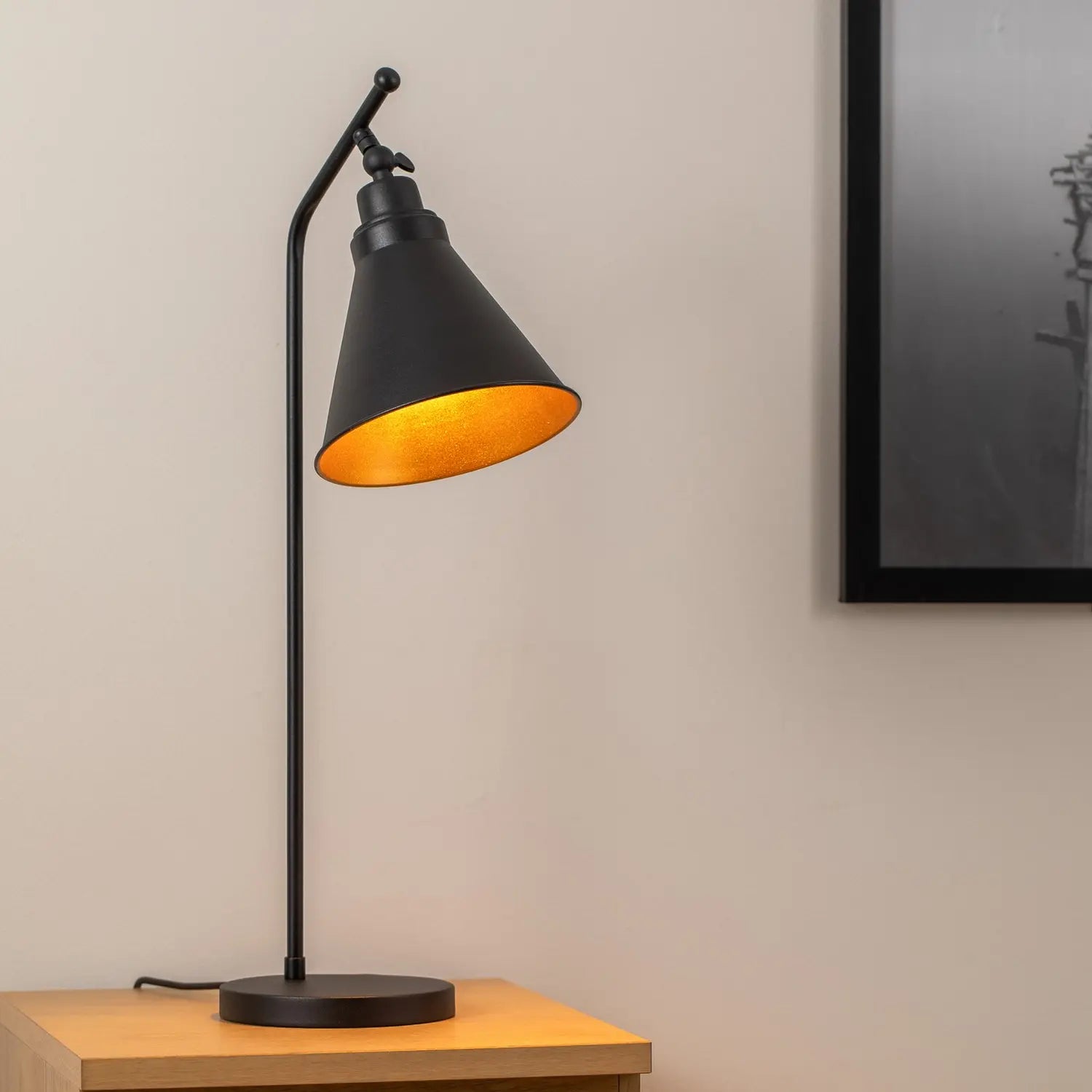B-Ware Opviq Tischlampe Tischleuchte Metall Schwarz Gold Sivani Mr 608 Schalter 50 Cm - 8681875638202