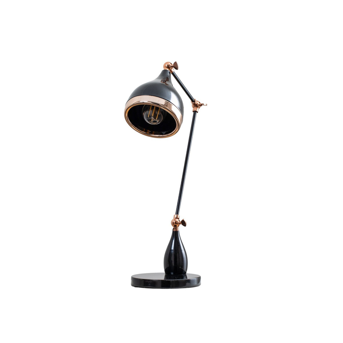 Opviq Tischleuchte Lampe Yildo 7015 Schreibtischlampe Metall 50cm schwarz/kupfer - 8681875877168
