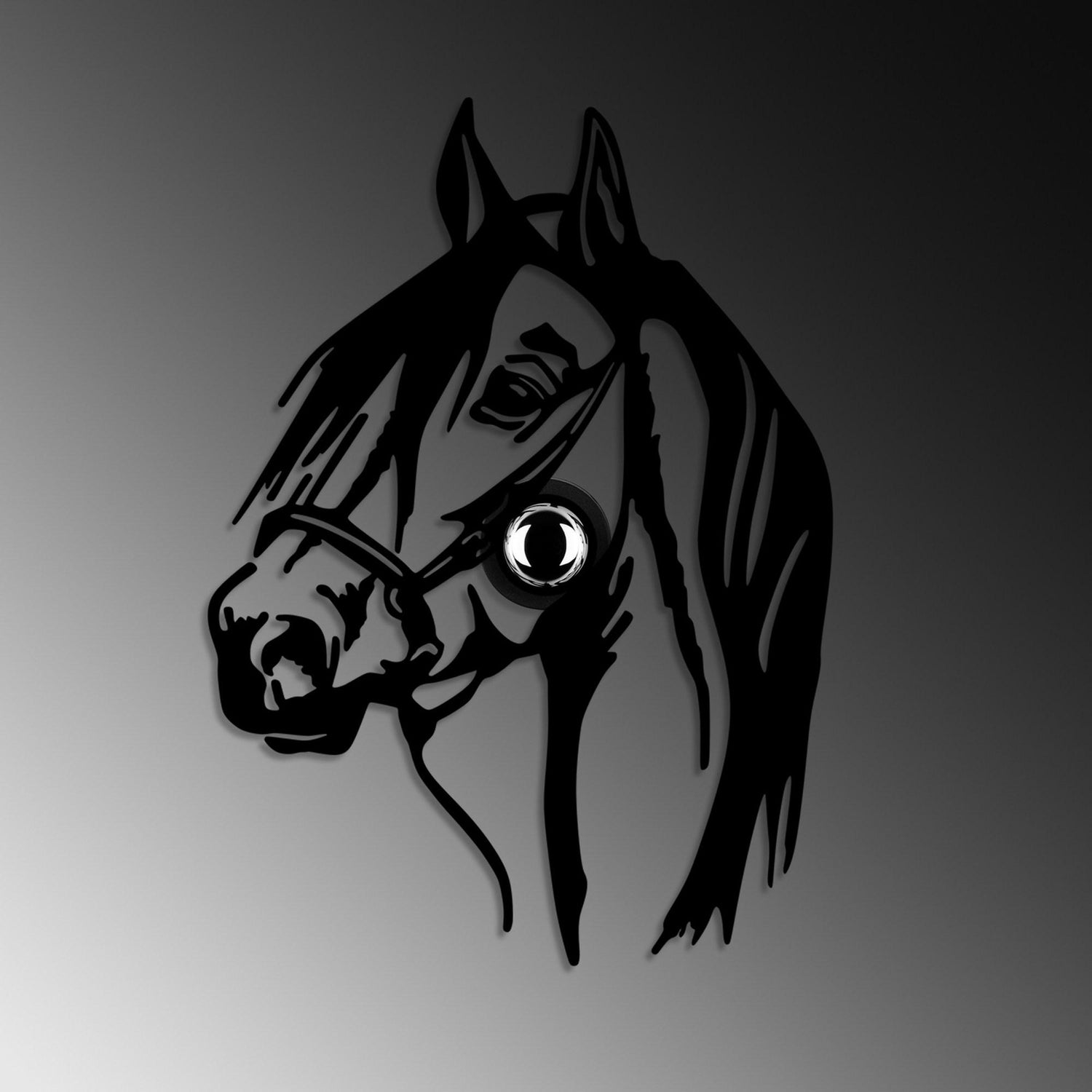 B-Ware Opviq Horse Wandleuchte Lampe Metall Schwarz Steckerkabel 57 X 41 Cm
