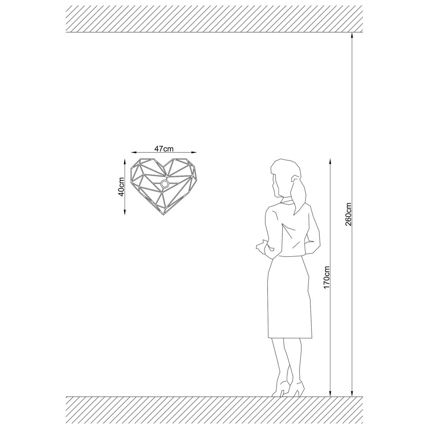 Opviq Wandleuchte Leuchte Wandlampe Schwarz Herzdesign Mdf Holz Lasercut B-Ware - 8681875580822