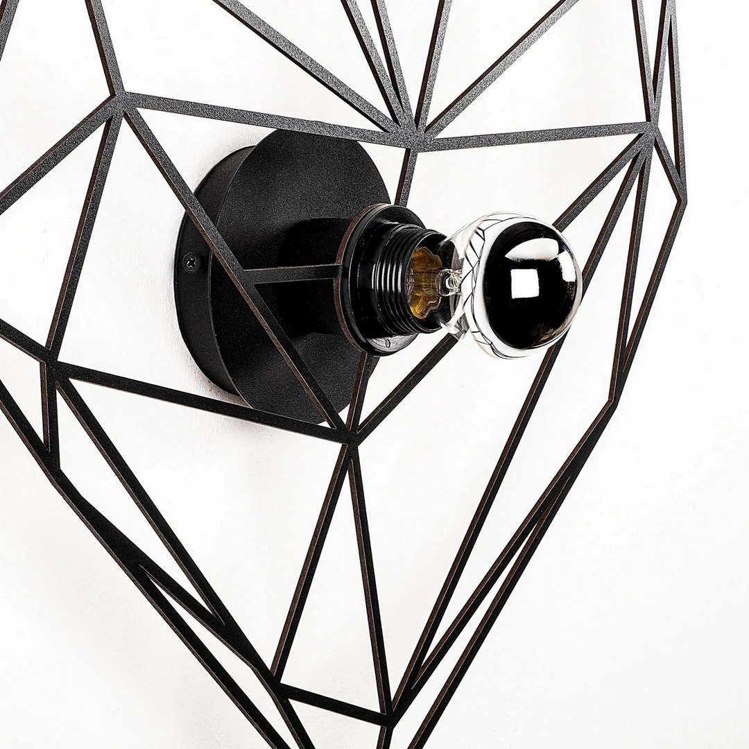 Opviq Wandleuchte Leuchte Wandlampe Schwarz Herzdesign Mdf Holz Lasercut B-Ware - 8681875580822