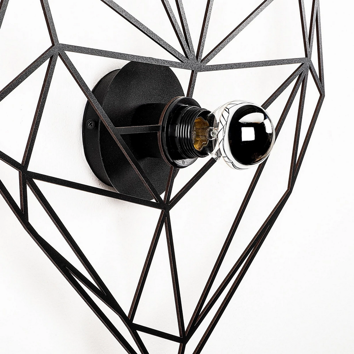 Opviq Wandleuchte Leuchte Wandlampe Schwarz Herzdesign Mdf Holz Lasercut B-Ware - 8681875580822
