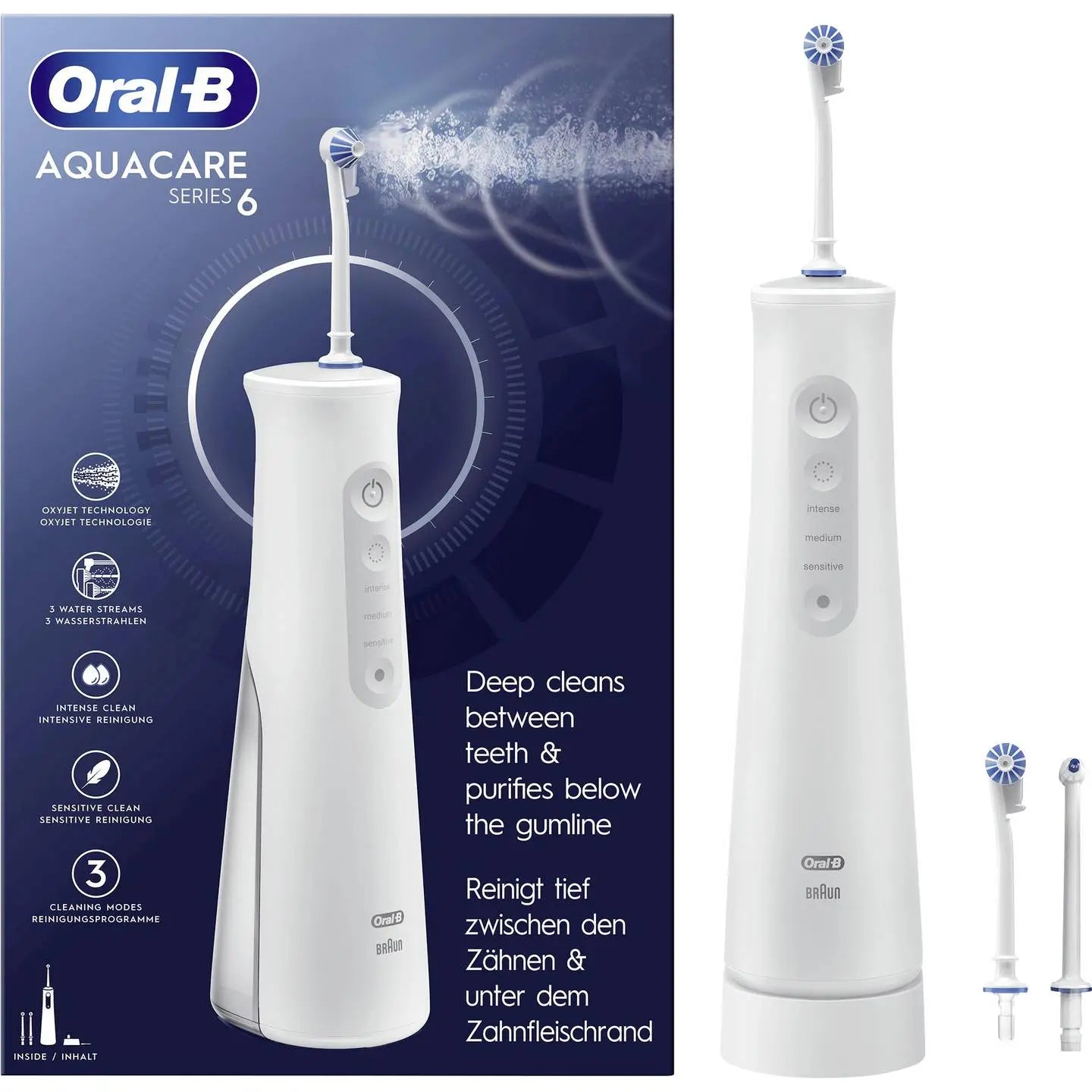 B-Ware Oral B Munddusche Zahnreiniger Aquacare 6 Oxyjet Weiß Wasserstrahl Zahnspange65 - 4210201436294