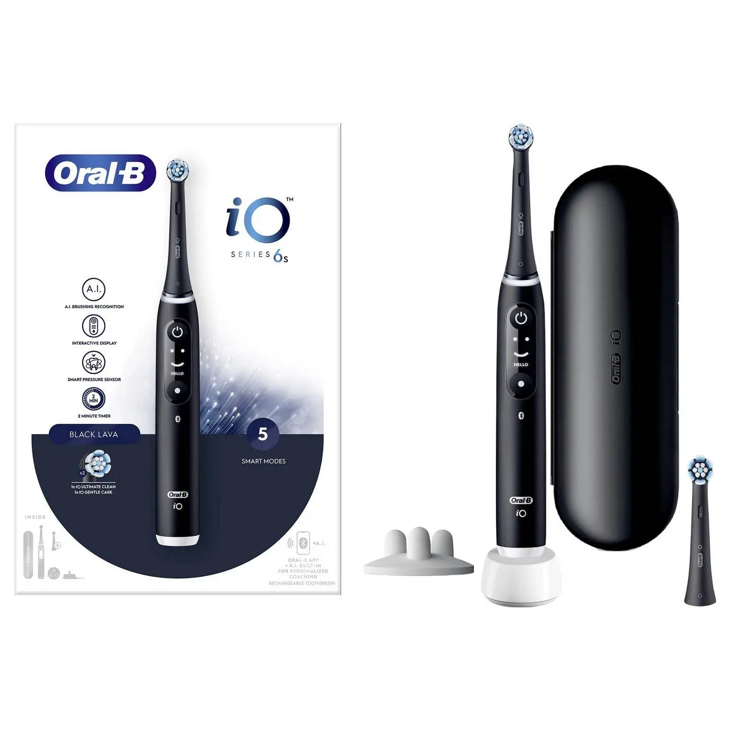 B-Ware Oral B Zahnbürste Elektrische Bürste I O Series 6 Schwarz Handteil Ladestation - 4210201409199