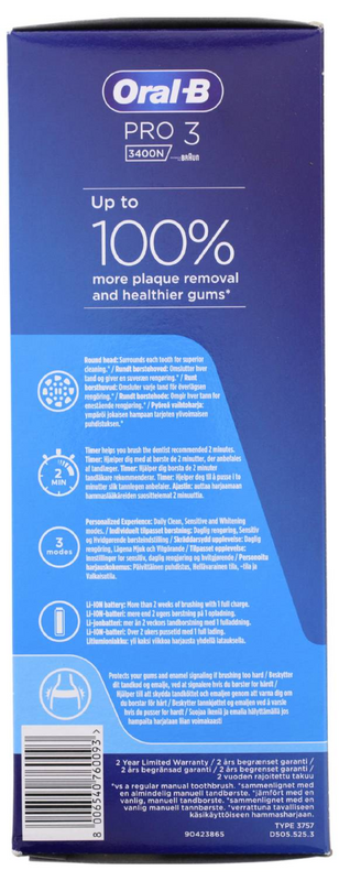 Oral B Pro3 3400 N Pink Sensitive Pro3 3400 N Elektrische Zahnbürste Zahnreinigung B-Ware