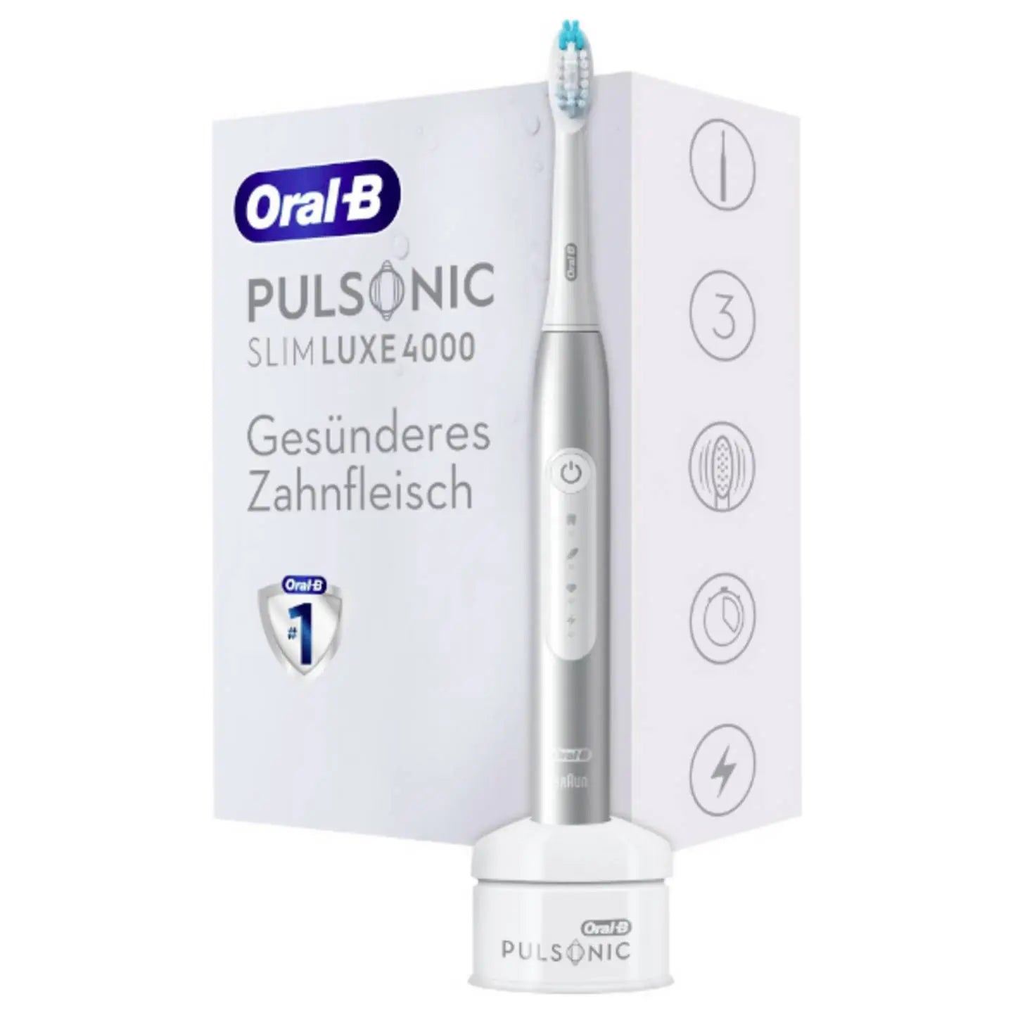B-Ware Oral B Elektrische Zahnbürste Schallzahnbürste Pulsonic Slim Luxe 4000 Platin - 4210201305644
