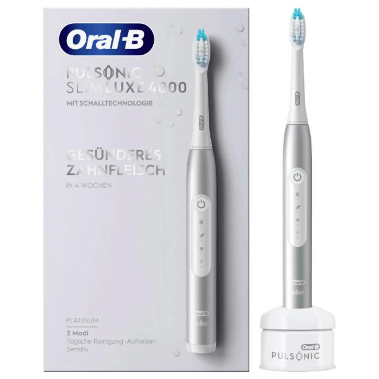 B-Ware Oral B Elektrische Zahnbürste Schallzahnbürste Pulsonic Slim Luxe 4000 Platin - 4210201305644