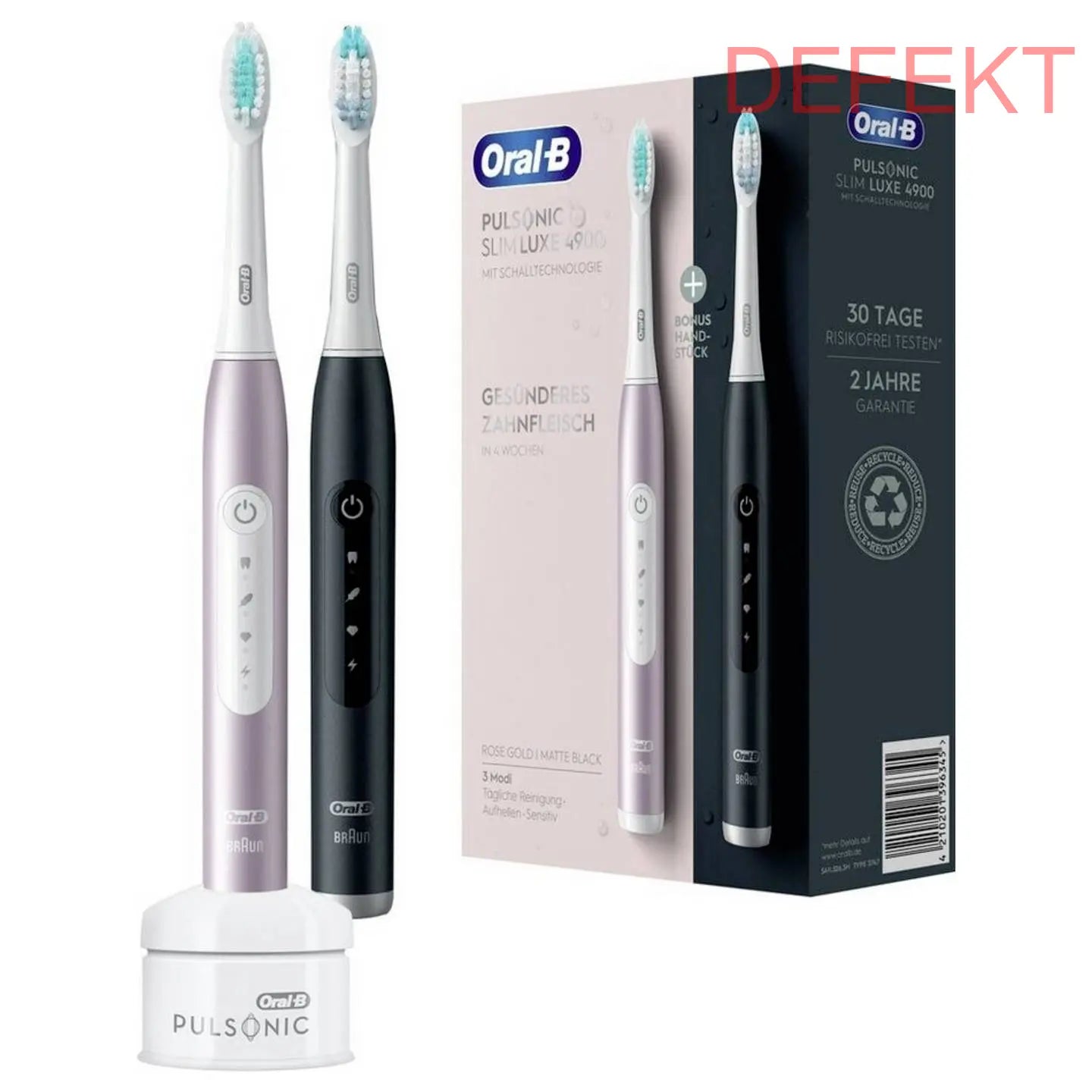 D-Ware Oral B Elektrische Zahnbürste Schall Rosegold Schwarz Pulsonic Slim Luxe 2er Set - 4210201396345
