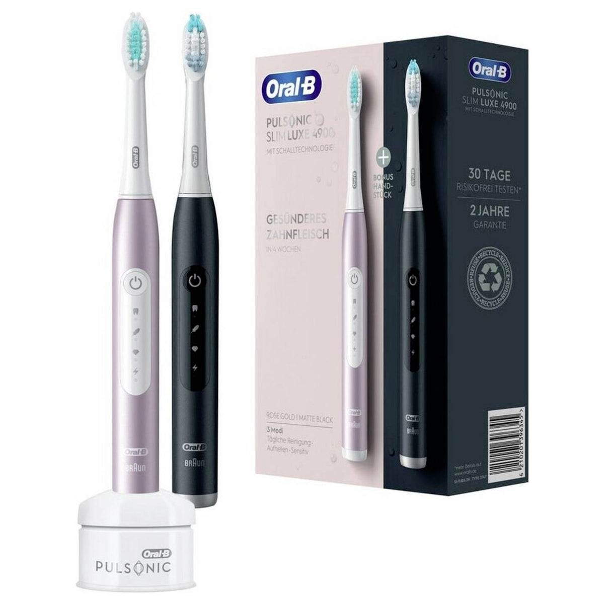 Oral-B elektrische Zahnbürste Schall rosegold schwarz Pulsonic Slim Luxe 2er-Set - 4210201396345