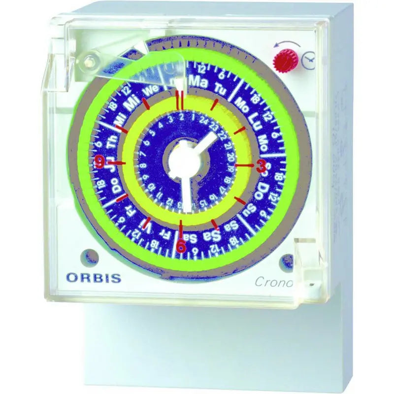 B-Ware Orbis Crono Qrd 230 V Aufputz Zeitschaltuhr Hutschiene Schalttafel Analog 250 V/Ac