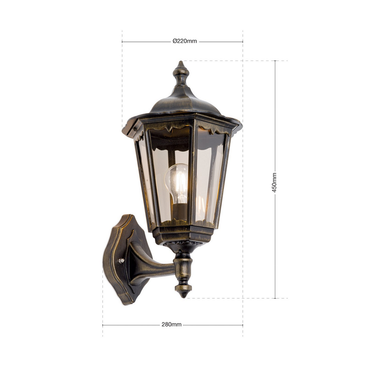Orion Außenwandleuchte Wandlampe Puchberg Schwarz Gold Aluminium Glas E27 Ip43   B-Ware - 9003090174218