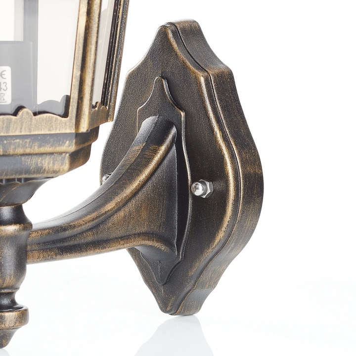 Orion Außenwandleuchte Wandlampe Puchberg Schwarz Gold Aluminium Glas E27 Ip43   B-Ware - 9003090174218