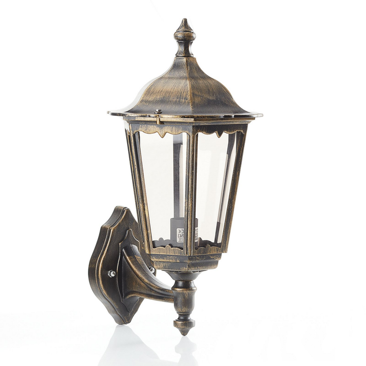 Orion Außenwandleuchte Wandlampe Puchberg Schwarz Gold Aluminium Glas E27 Ip43   B-Ware - 9003090174218