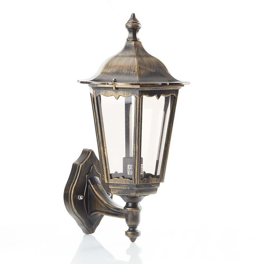Orion Außenwandleuchte Wandlampe Puchberg Schwarz Gold Aluminium Glas E27 Ip43   B-Ware - 9003090174218
