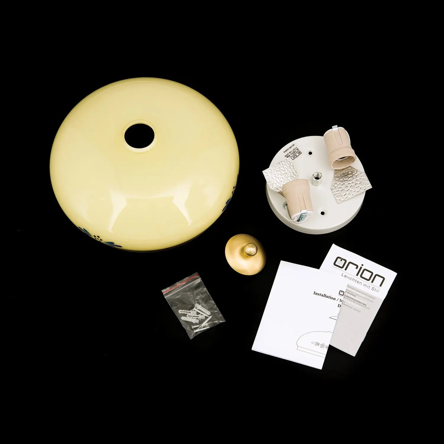 B-Ware Orion Deckenlampe Landhaus Messing Creme Blau ø 28cm - 9003090269181