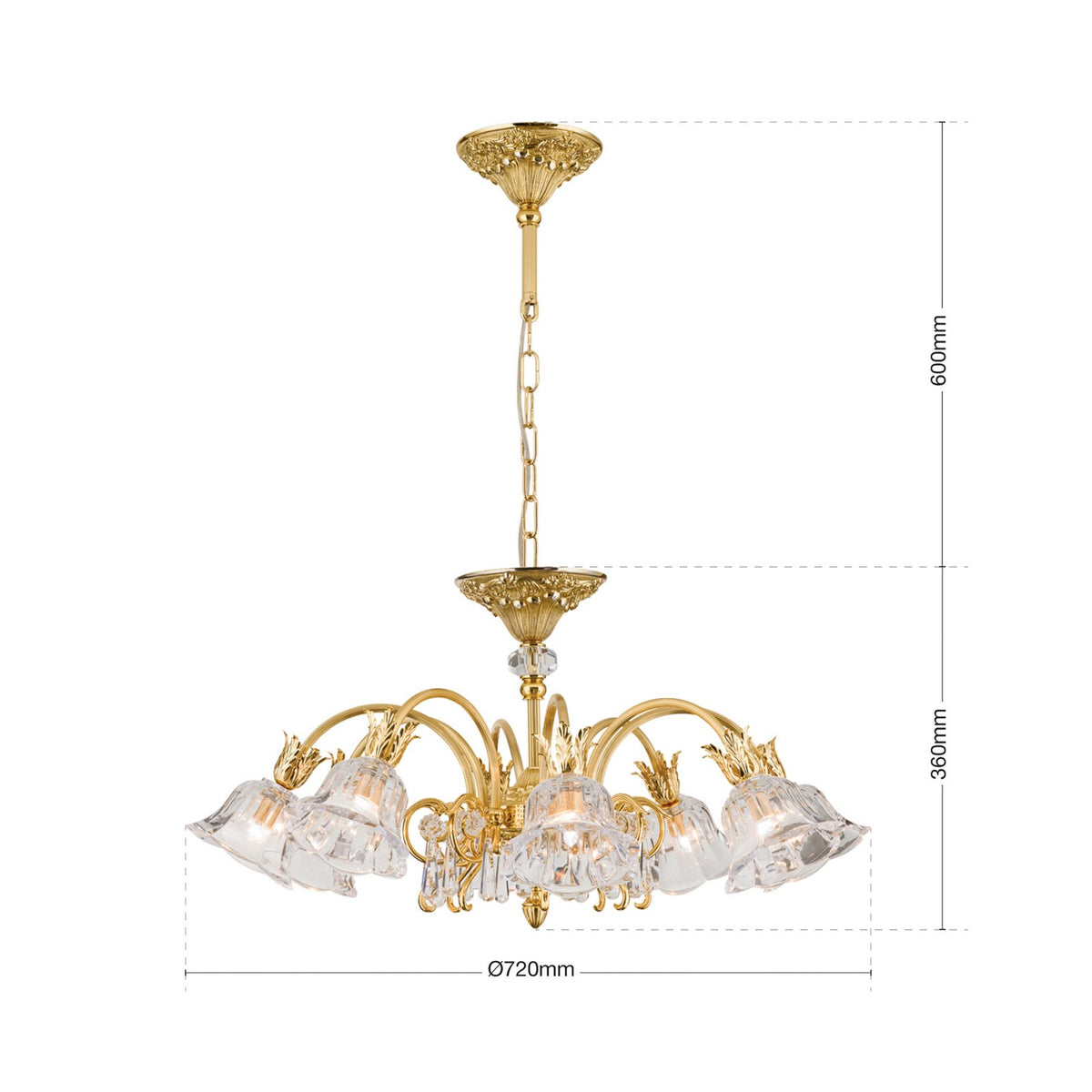 ORION Deckenleuchte Leuchte Kaisa 24 Karat vergoldet 8-flammig Gold Deckenlampe - 9003090214778
