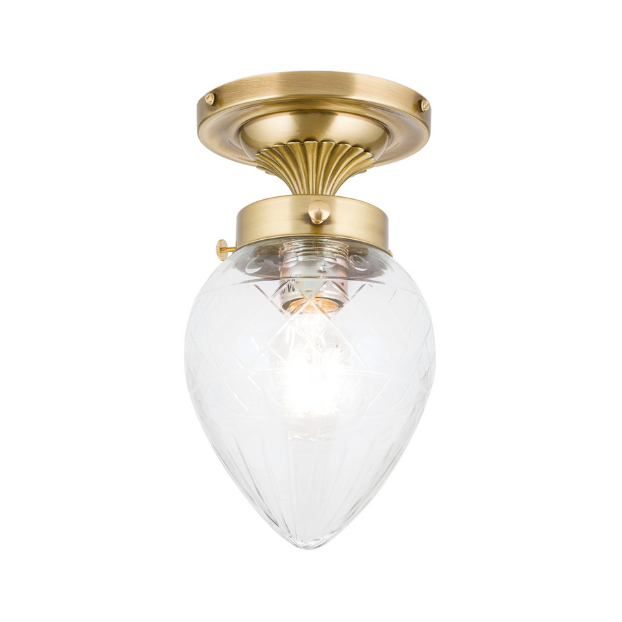 Orion Deckenleuchte Lampe Enna ø 15 Cm Bronze Transparent Messing Glas E27 Lampe B-Ware - 9003090138463