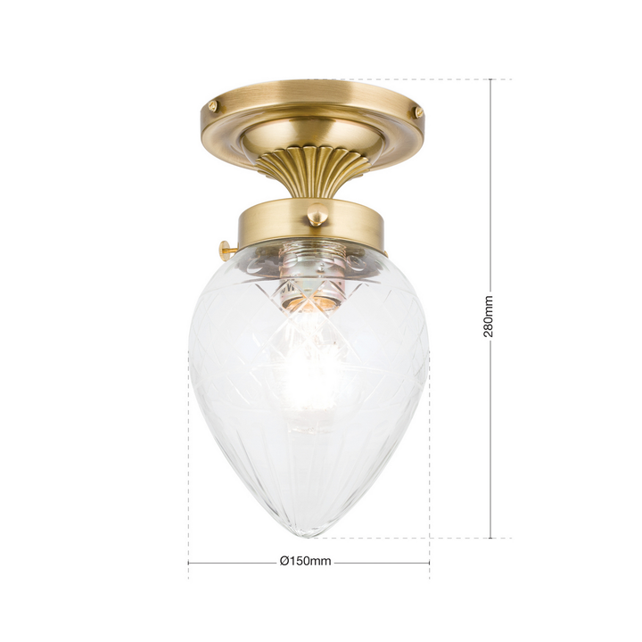 Orion Deckenleuchte Lampe Enna ø 15 Cm Bronze Transparent Messing Glas E27 Lampe B-Ware - 9003090138463