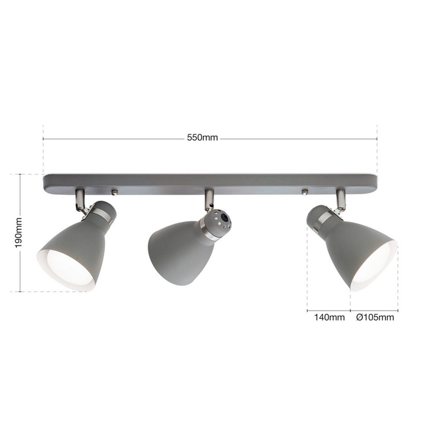 Orion Deckenstrahler Lampe School Strahler Dreiflammig Grau Stahl E27 3x25 W B-Ware - 9003090270385