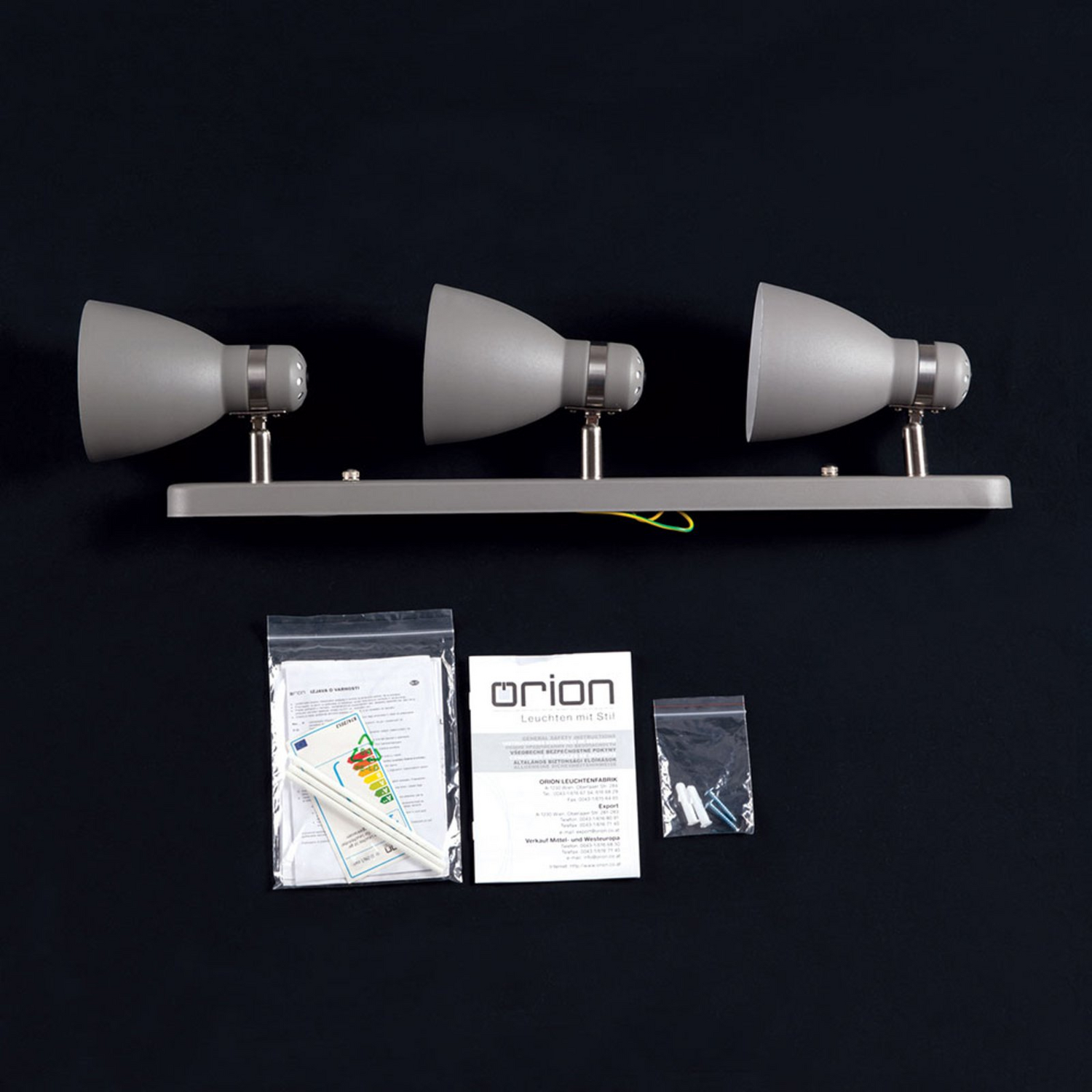 Orion Deckenstrahler Lampe School Strahler Dreiflammig Grau Stahl E27 3x25 W B-Ware - 9003090270385