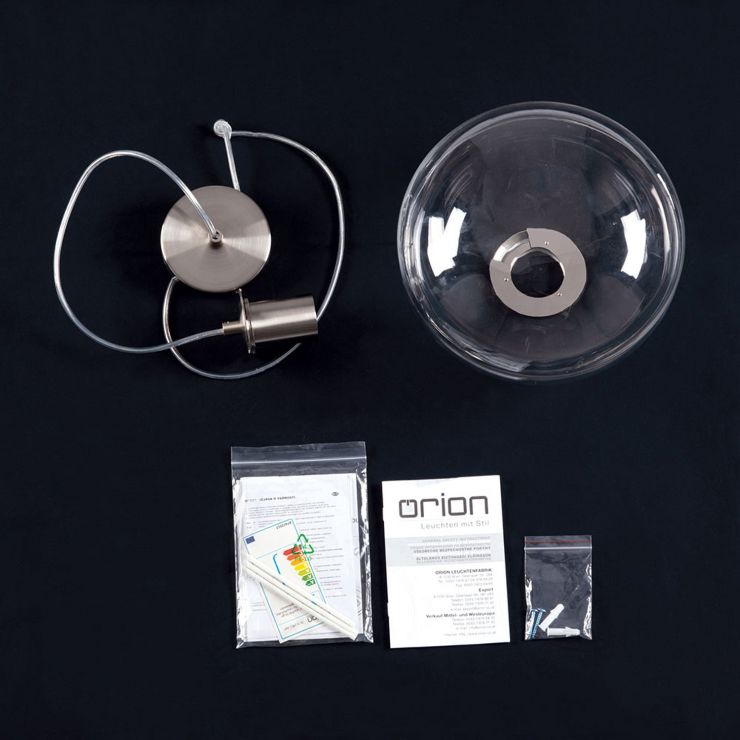 B-Ware Orion Hängeleuchte Pendelleuchte Richard Deckenleuchte Metall Nickel Glas Klar - 9003090271467