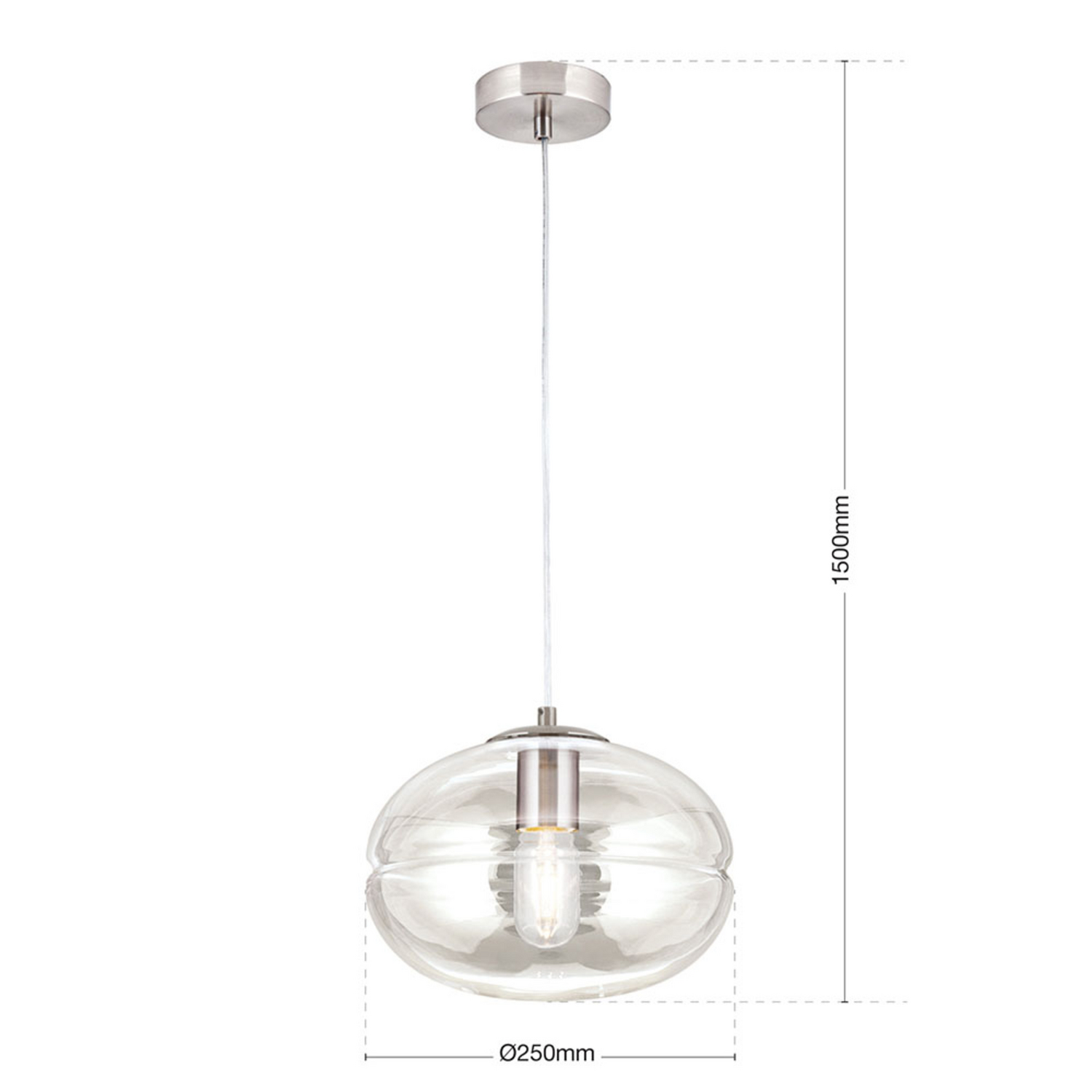 B-Ware Orion Hängeleuchte Pendelleuchte Richard Deckenleuchte Metall Nickel Glas Klar - 9003090271467