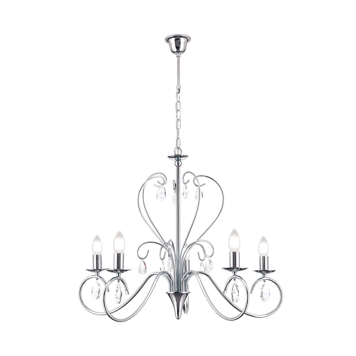 ORION Kronleuchter Deckenlampe Alessia Kristallglas chrom 5-flammig - 9003090194612