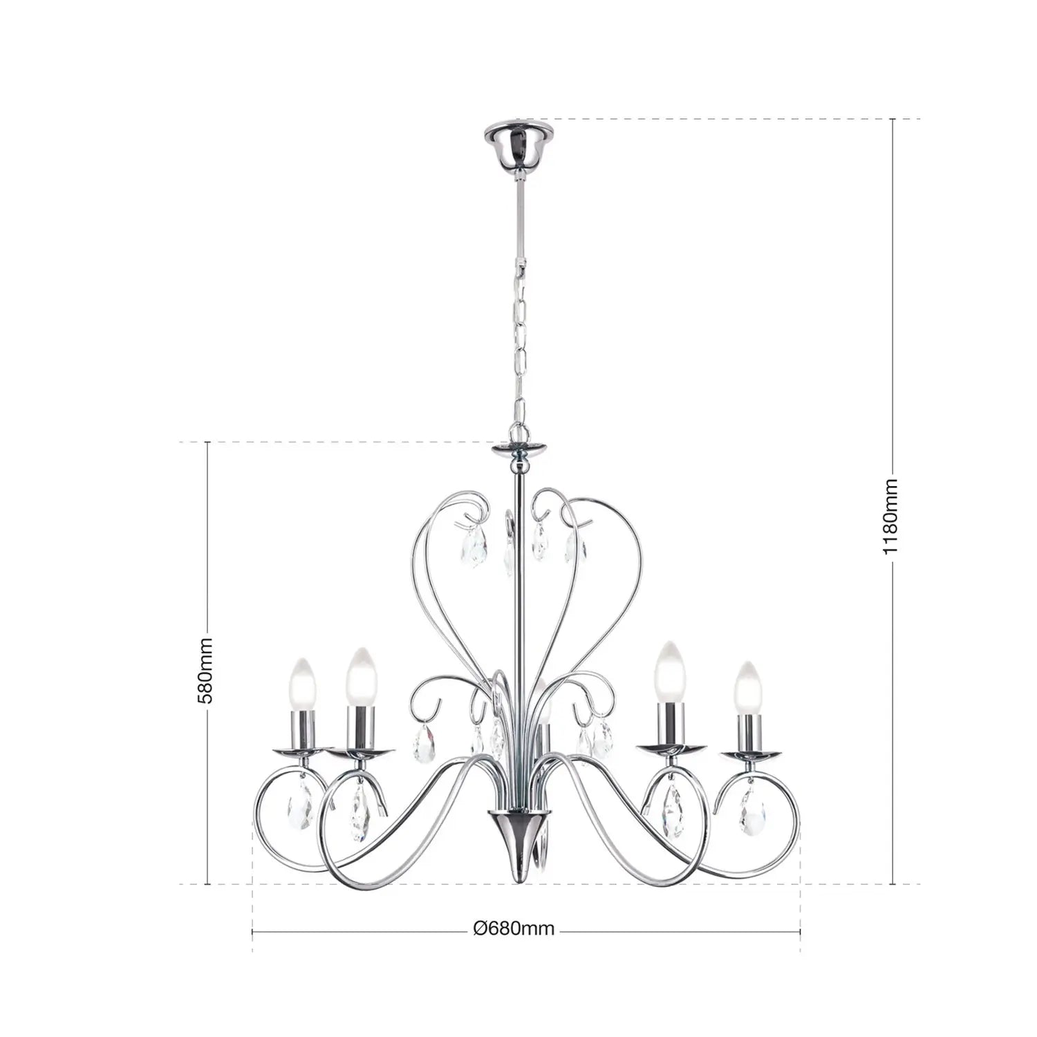 B-Ware Orion Kronleuchter Deckenlampe Alessia Kristallglas Chrom 5 Flammig - 9003090194612