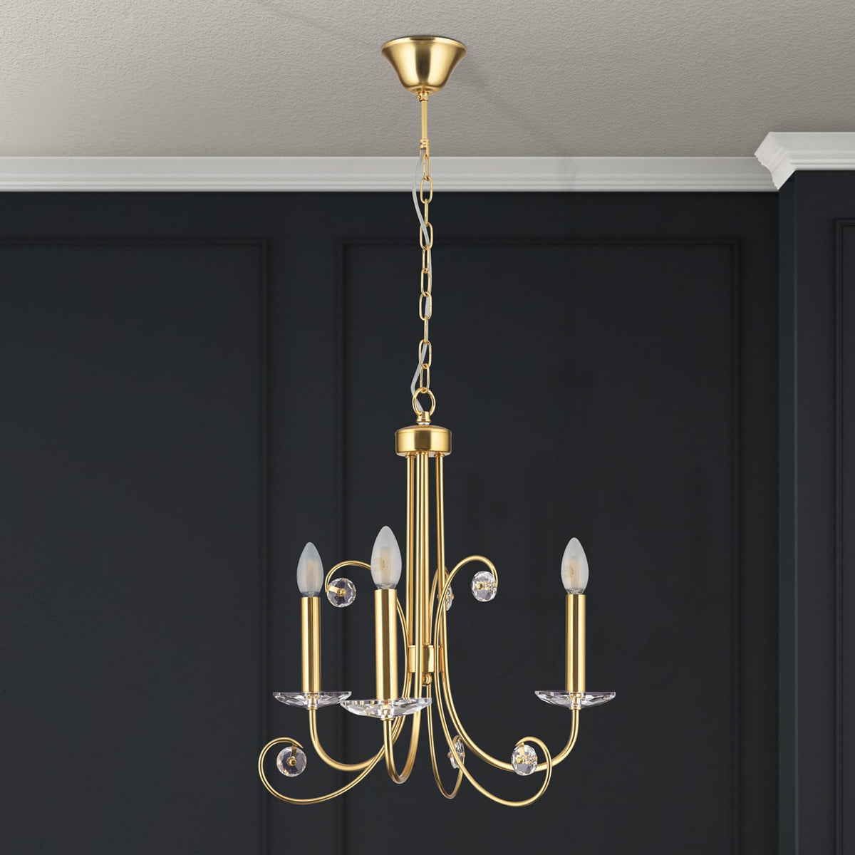 Orion Kronleuchter Deckenleuchte Ariane Kristall Lampe goldfarben 3-flammig 50cm - 9003090276851