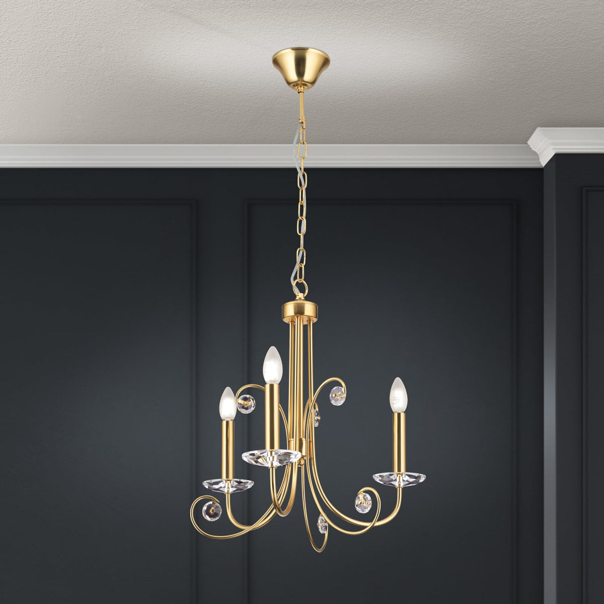 Orion Kronleuchter Deckenleuchte Ariane Kristall Lampe goldfarben 3-flammig 50cm - 9003090276851