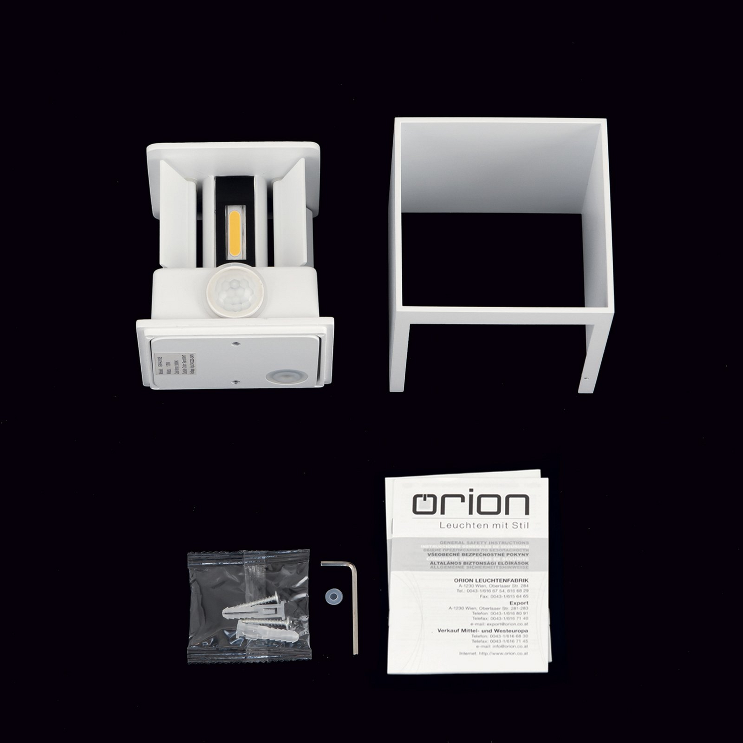 B-Ware Orion Wandleuchte Außenlampe Led Bewegungsmelder Aluminium Weiß Cube S - 9003090277179