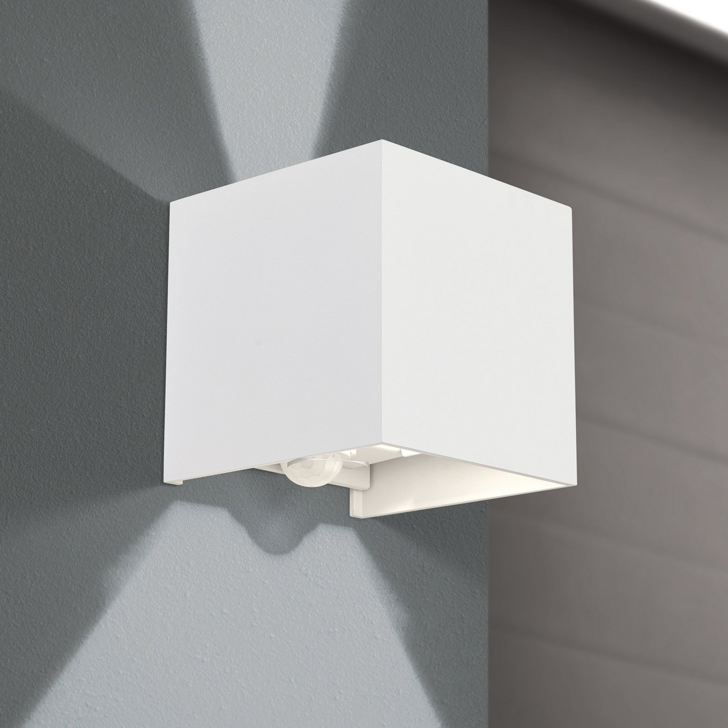 B-Ware Orion Wandleuchte Außenlampe Led Bewegungsmelder Aluminium Weiß Cube S - 9003090277179