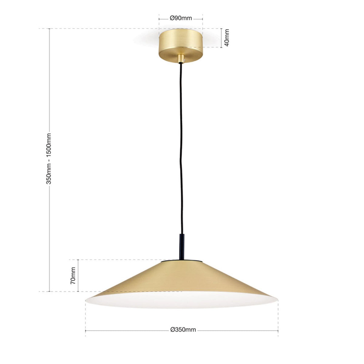 ORION Pendelleuchte Hängelampe LED Gourmet messing matt Schirm schwarz Stahl Tex - 9003090266753