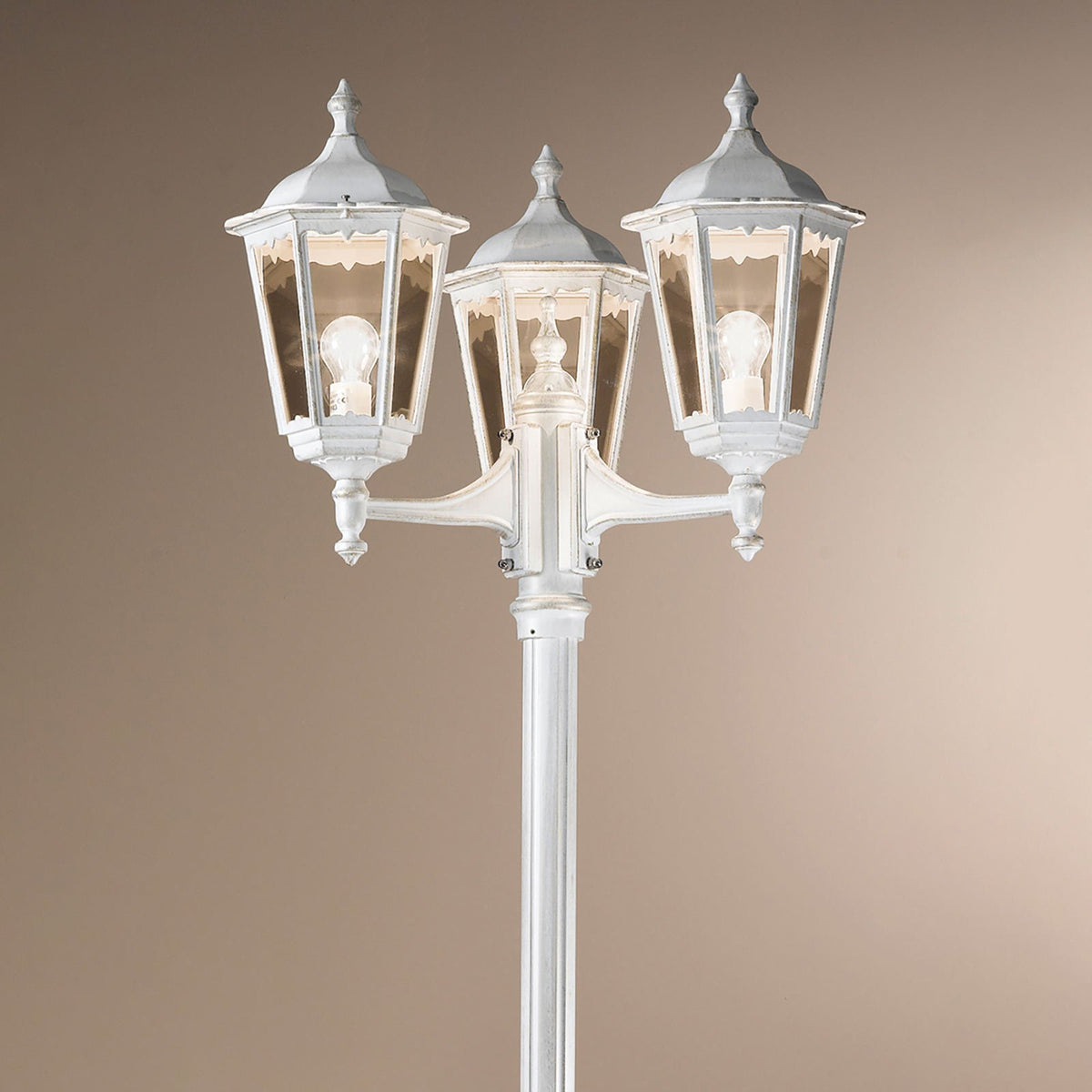 ORION Puchberg Mastleuchte Außenlampe Gartenbeleuchtung 3-flg 255 cm weiß-gold - 9003090174263