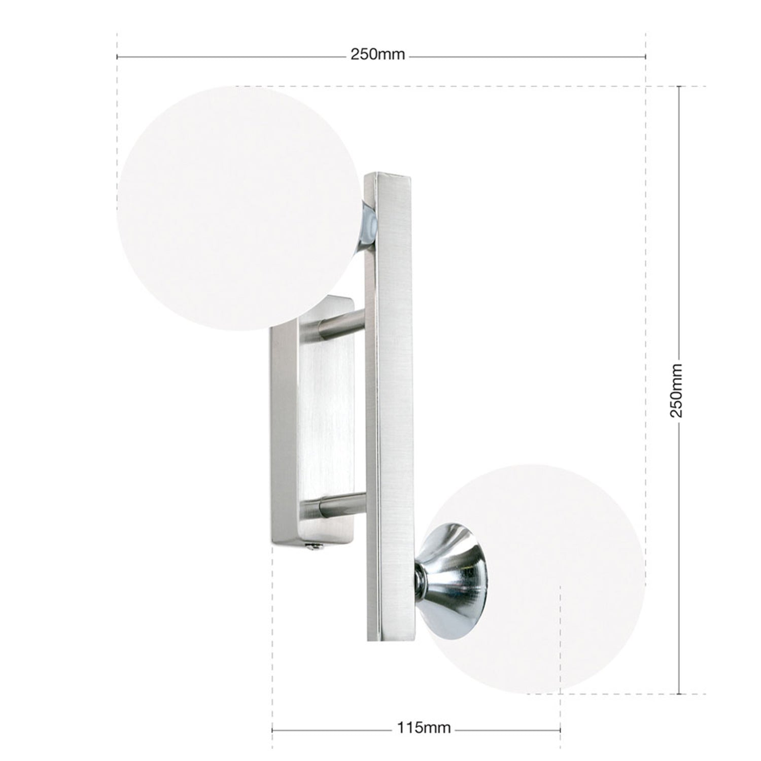 B-Ware Orion Snowwhite Wandleuchte Lampe Glaskugel Nickel Matt Glaswandleuchte - 9003090271429