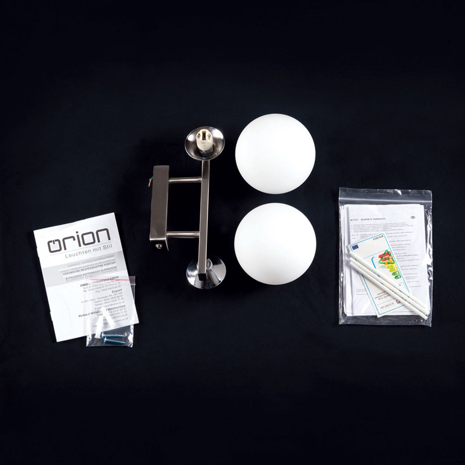 B-Ware Orion Snowwhite Wandleuchte Lampe Glaskugel Nickel Matt Glaswandleuchte - 9003090271429