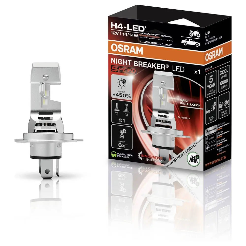 B-Ware Osram Leuchtmittel Lampe P43t Night Breaker Led Speed H4 Kaltweiß 12 V 6000 K - 4062172422413