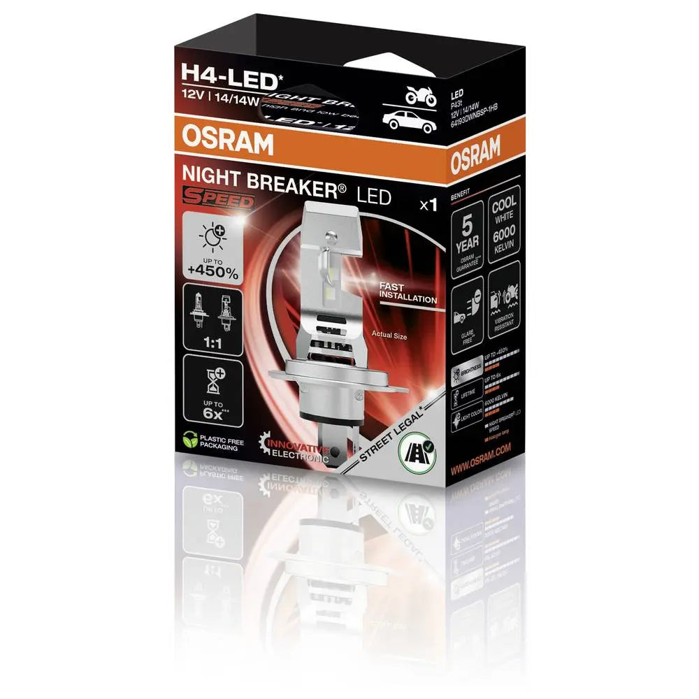 B-Ware Osram Leuchtmittel Lampe P43t Night Breaker Led Speed H4 Kaltweiß 12 V 6000 K - 4062172422413