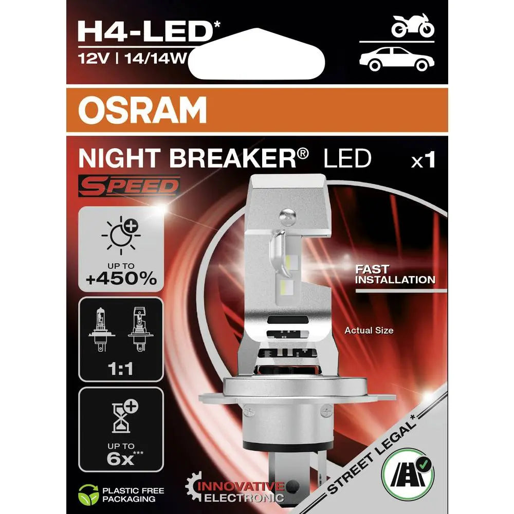 B-Ware Osram Leuchtmittel Lampe P43t Night Breaker Led Speed H4 Kaltweiß 12 V 6000 K - 4062172422413