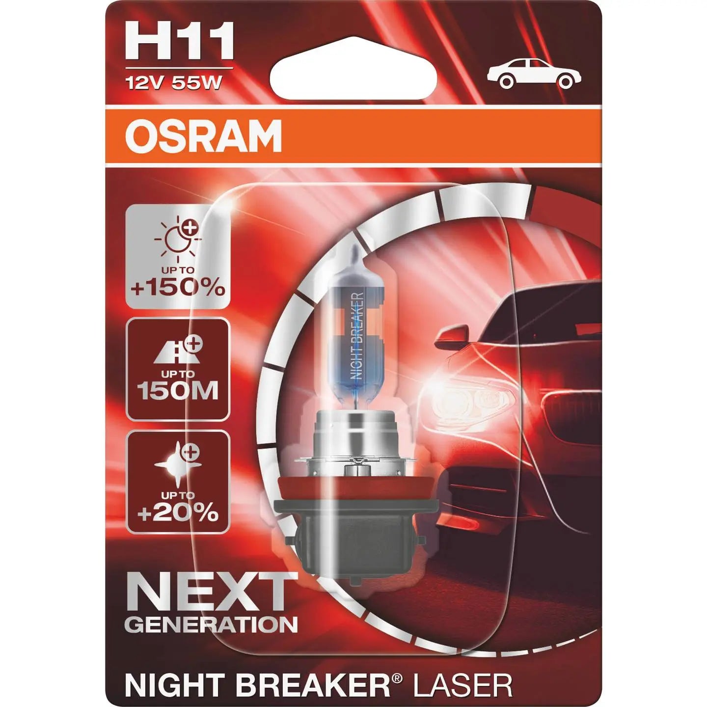 B-Ware Osram Halogen Leuchtmittel Night Breaker Laser Next Gen H11 12 V 55 W 2 Stück - 4062172395243