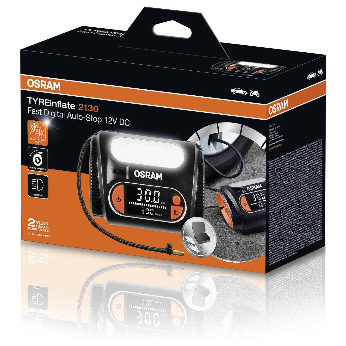 B-Ware Osram Automotive Kompressor Reifenpumpe Tyr Einflate 2130 Digital Auto Stopp - 4062172411790