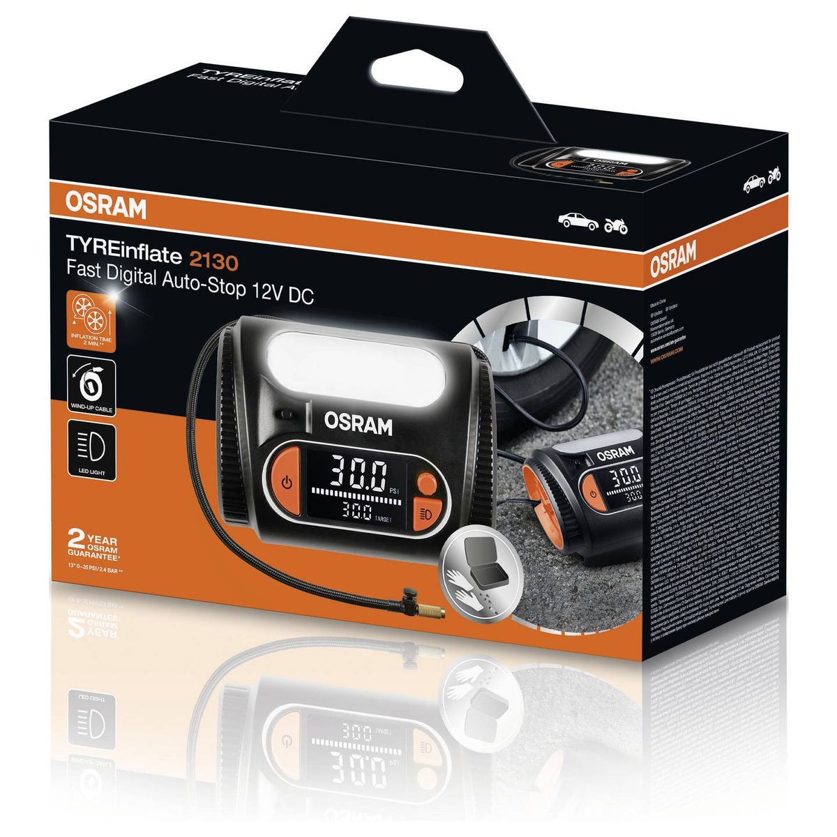Osram Automotive Kompressor Reifenpumpe TYREinflate 2130 digital Auto-Stopp - 4062172411790